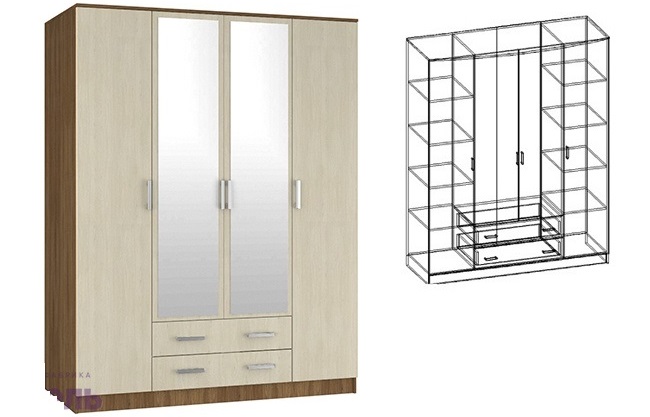 Фото Шкаф Светлана (168) четырехдверный от производителя Мебель Маркет в Белогорске по цене 34 440 ₽