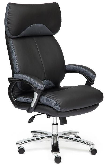 Кресло для руководителя Гранд (Grand) (Материал обивки: кожа-кожзам-ткань, цвет обивки: черный-серый (Tetchair) )