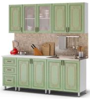 Кухня Люкс Прима (2,0) (серый, фотопечать-патина мятная,(БТС)) в Белогорске от производителя 