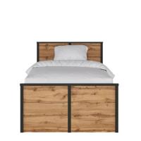 Кровать односпальная Loft LOZ120x200 (СМ 120х200) с основанием ( 120х200 , ЛДСП , дуб вотан-черный матовый , без подъемного мех. , без ящиков , без матраса (Black Red White (БРВ)) ) в Белогорске от производителя 