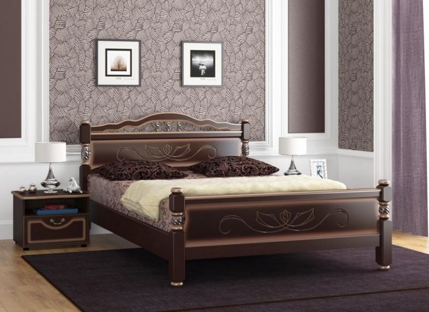 Фото Кровать двуспальная Карина-5 (СМ 140х200) без основания с универсальными царгами от производителя Браво-мебель в Белогорске по цене 17&nbsp;530 ₽