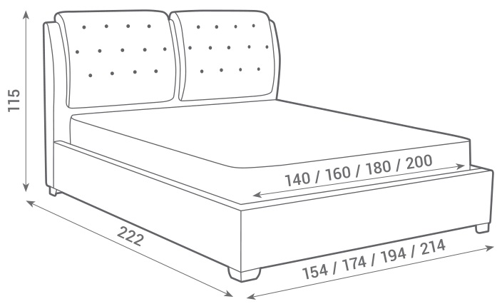 Фото Кровать двуспальная Sophia (СМ 140х200) с основанием от производителя Вега в Белогорске по цене 43 520 ₽