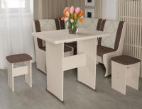 Кухонный уголок-комплект Челси мини (дуб белфорт, кожзам лен коричневый-лен бежевый (ТриЯ) ) в Белогорске от производителя 