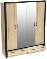 Фото  шкаф бостон (180) четырехдверный (2 зеркала) производитель СБК